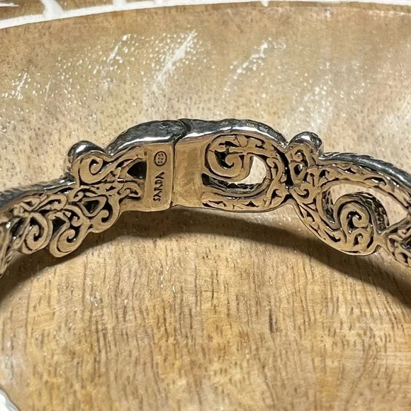 Sarda Blue Cultured Mabe Pearl Silver Tree Of Life Bangle Bracelet - Picture 10 of 16